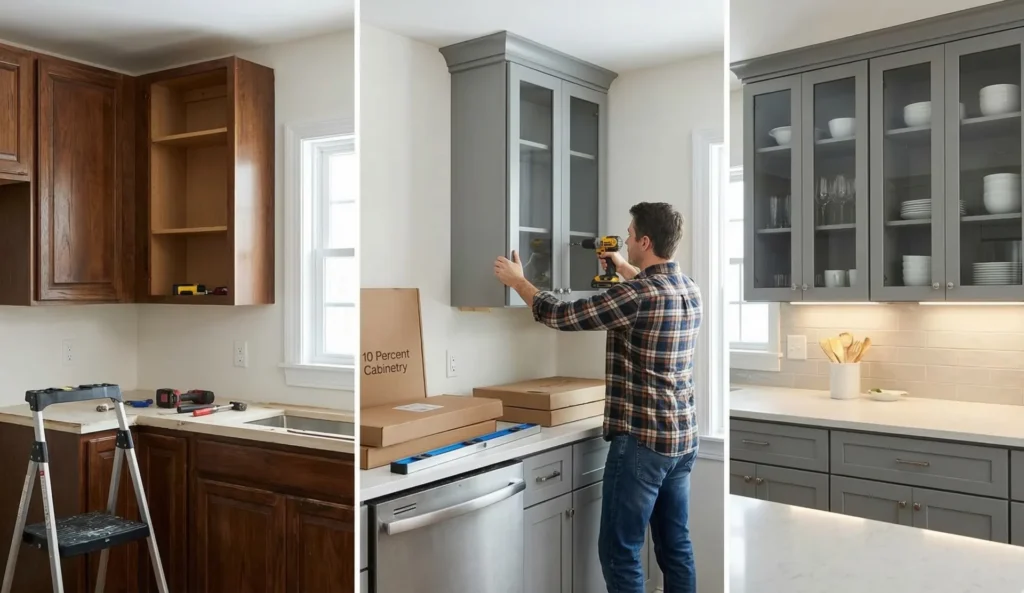 Grey Shaker RTA, RTA cabinet,
grey shaker cabinets,
kitchen cabinet makeover,
ready to assemble cabinets